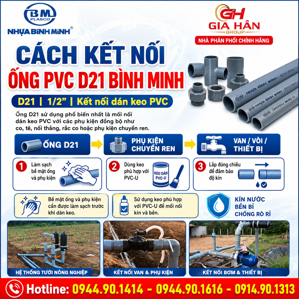 Cách Kết Nối Ống PVC D21 Bình Minh