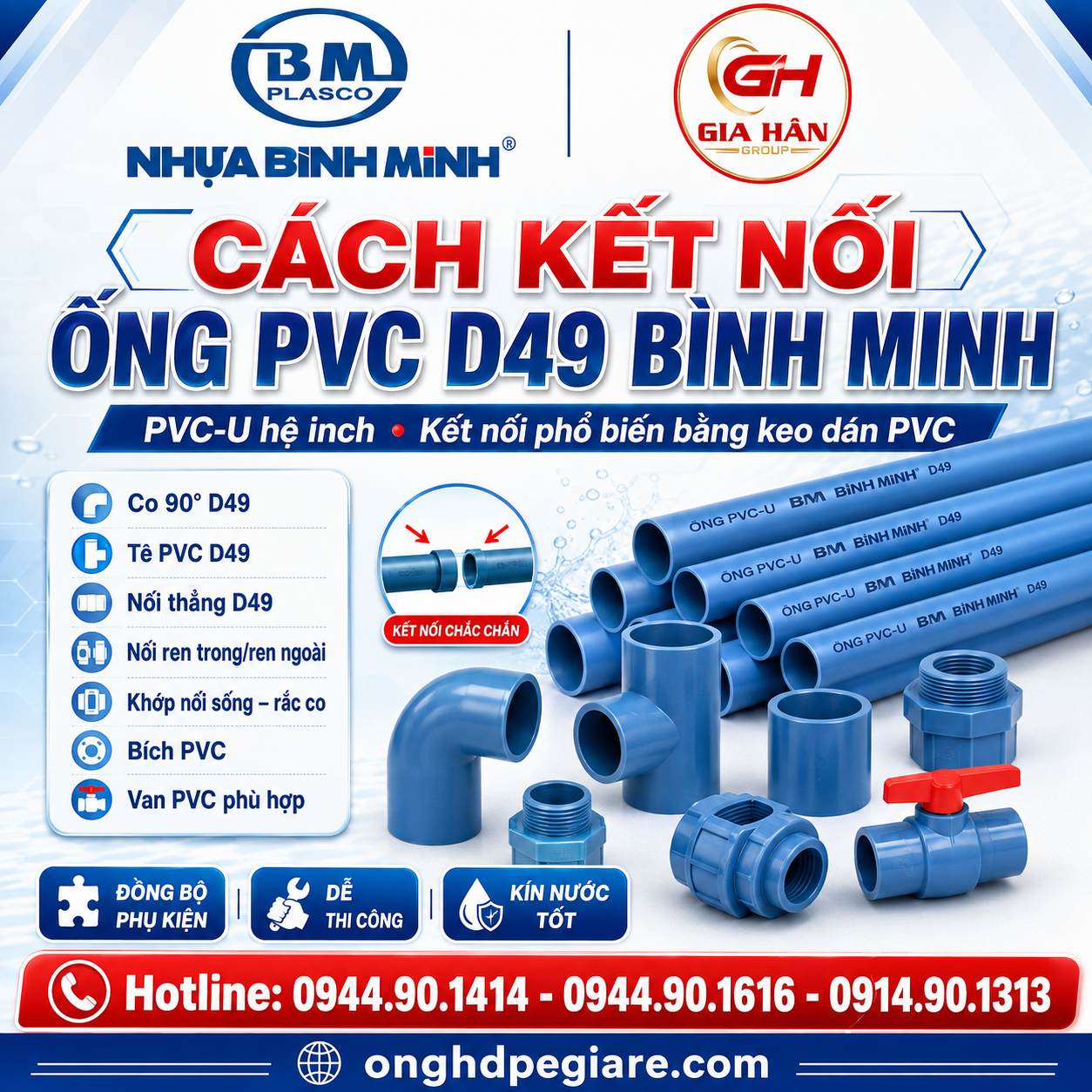 Cách Kết Nối Ống PVC D49 Bình Minh