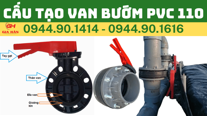 CẤU TẠO VAN BƯỚM NHỰA PVC 110 TAY GẠT