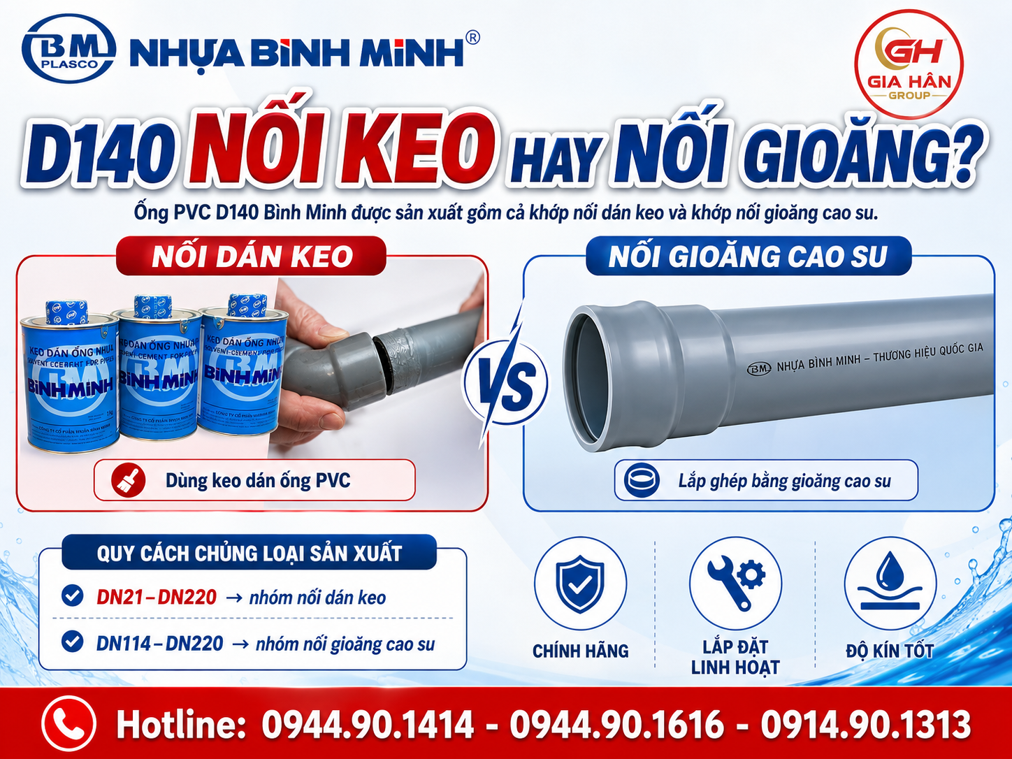 Thi Công D140 Nối Keo Hay Nối Gioăng