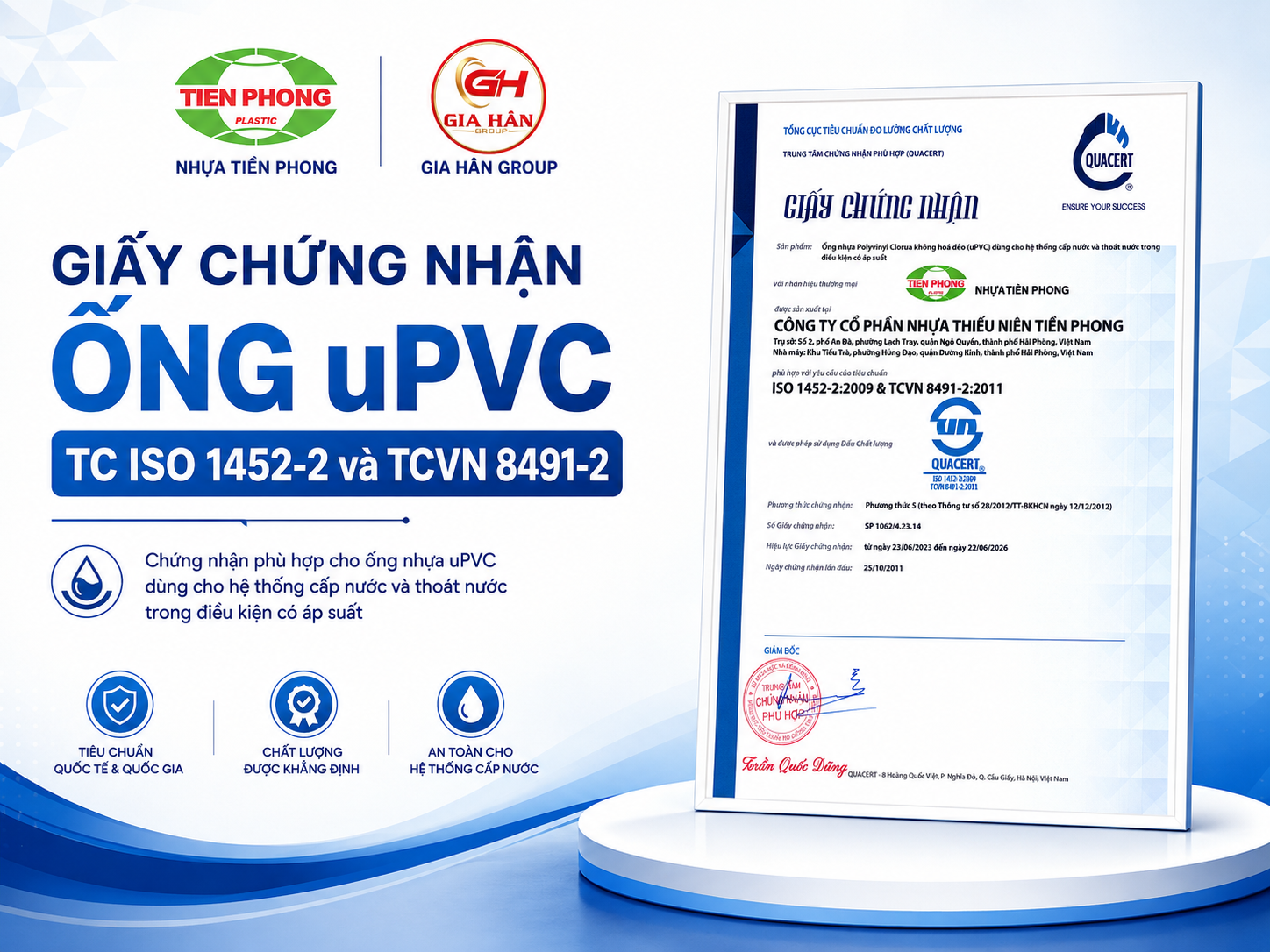Giấy Chứng Nhận Ống uPVC TC ISO1452-2 và TCVN8491-2