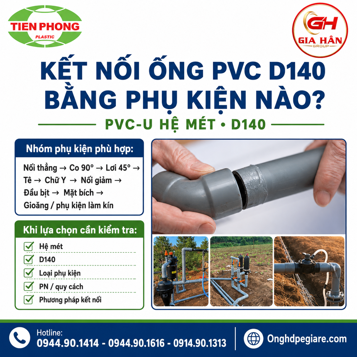Kết Nối Ống PVC D140 Bằng Phụ Kiện Tại Công Trình