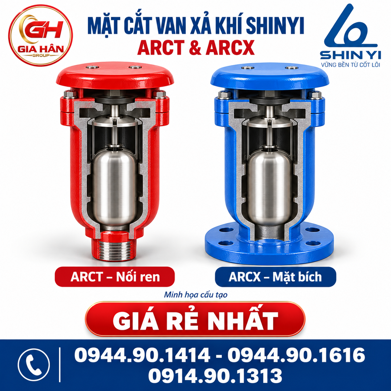 Mặt cắt Catalog Van Xả Khí Shinyi: Model ARCT và ARCX