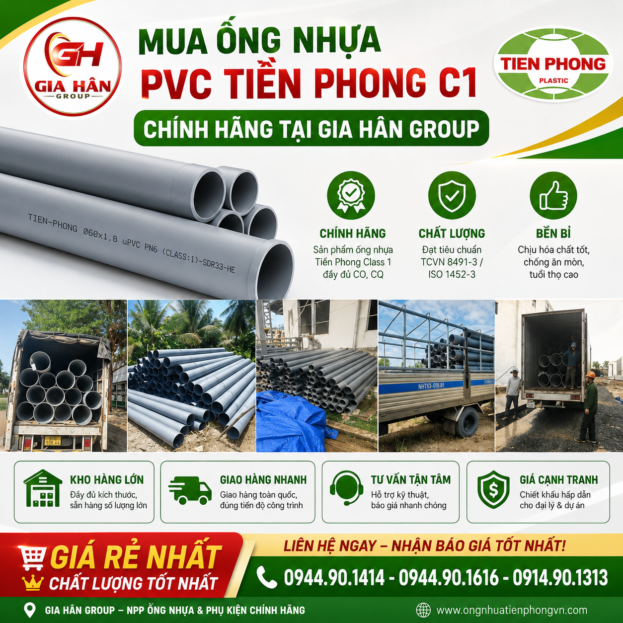 Mua Ống Nhựa PVC Tiền Phong C1 Chính Hãng Tại Gia Hân Group