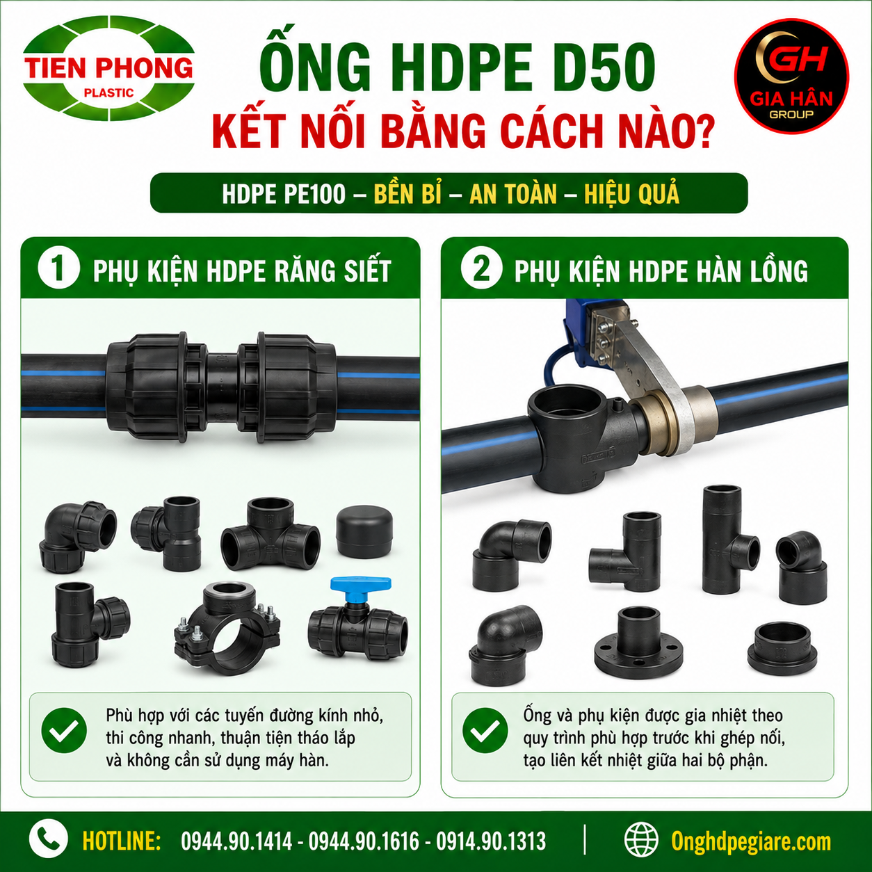 Thi Công Ống HDPE D50 Kết Nối Bằng Phụ Kiện