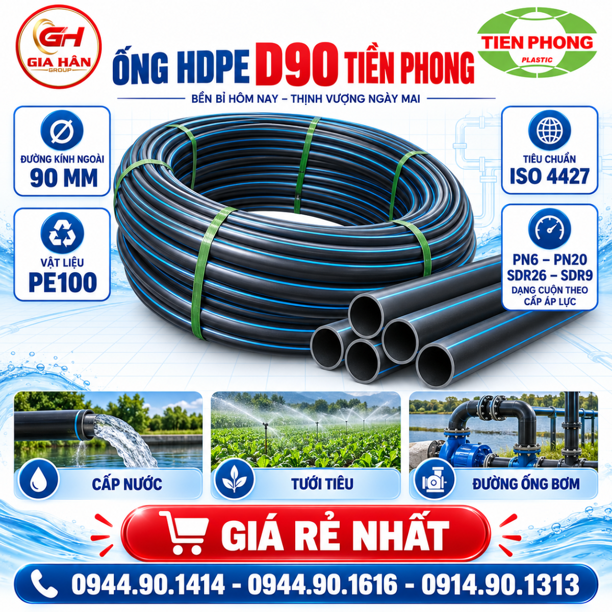 Ống HDPE D90 Tiền Phong