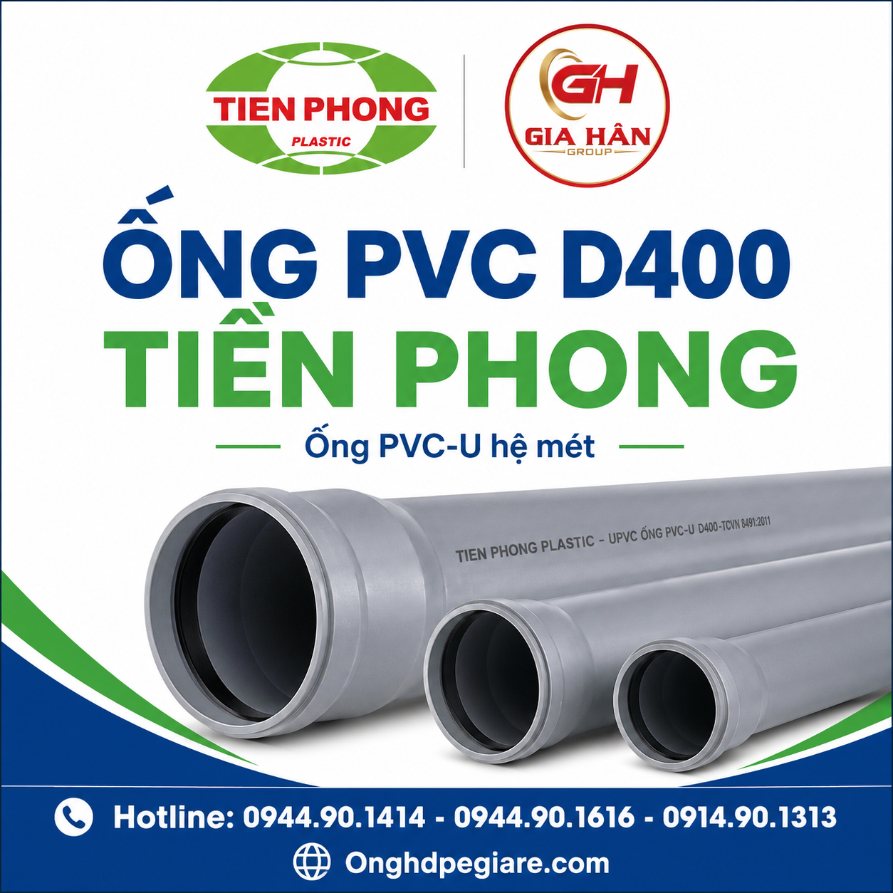 Ống PVC D400 Tiền Phong PN4–PN16, Quy Cách & Giá