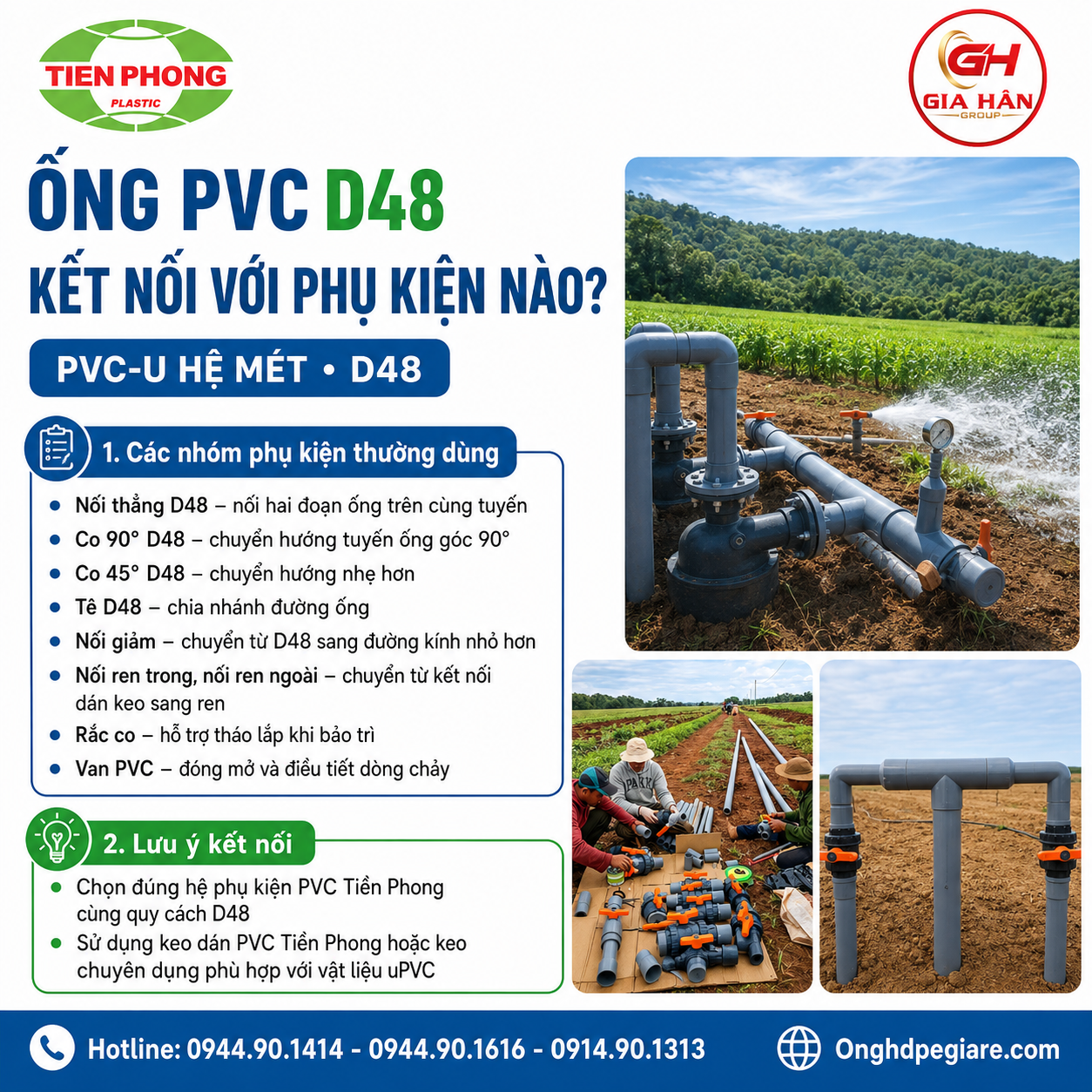 Thi Công Ống PVC D48 Kết Nối Với Phụ Kiện Tại Công Trình