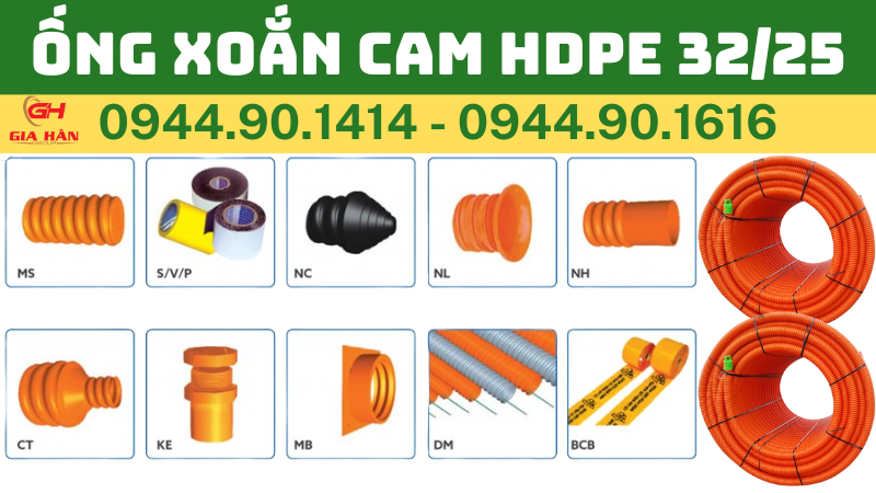 ỐNG XOẮN CAM HDPE 32/25 LUỒN CÁP
