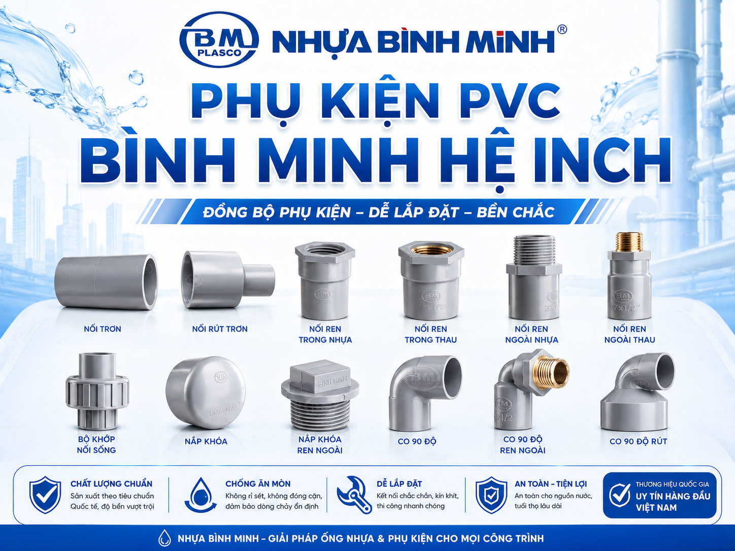 Phụ Kiện PVC Bình Minh Hệ Inch