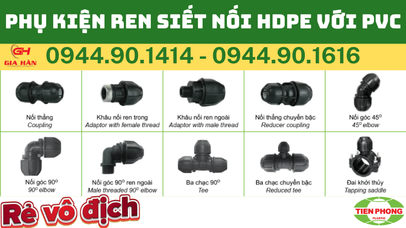 PHỤ KIỆN REN SIẾT NỐI HDPE VỚI PVC