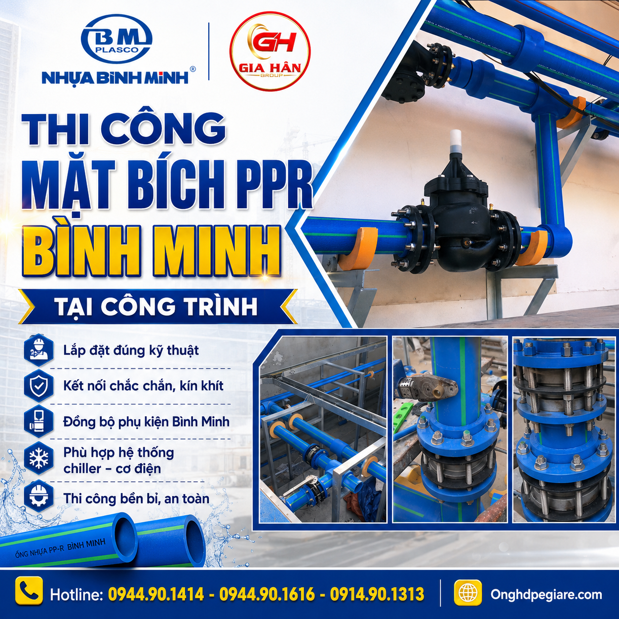 Thi Công Hàn Mặt Bích PPR Bình Minh Tại Công Trình