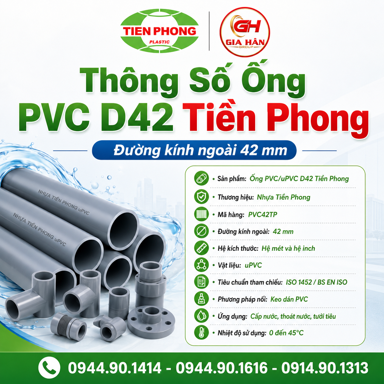 Thông Số Ống PVC D42 Tiền Phong