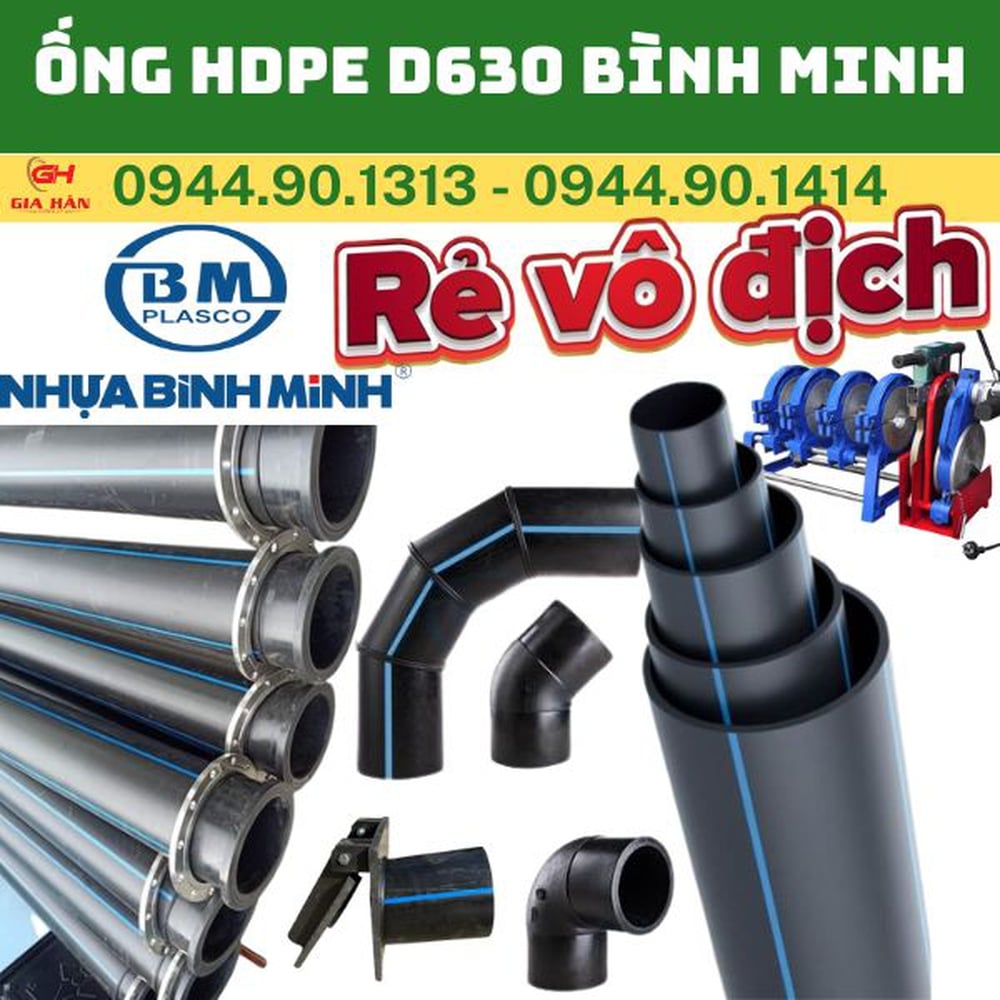 Ống Nhựa HDPE D630 Bình Minh l Ống HDPE Phi 630
