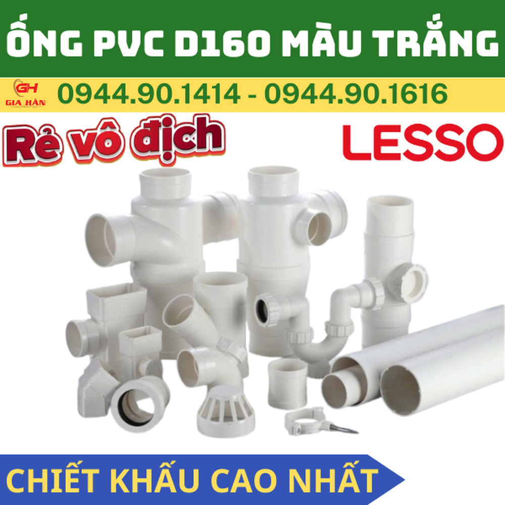 Ống PVC Thoát Nước Màu Trắng D160 - Nhựa Lesso