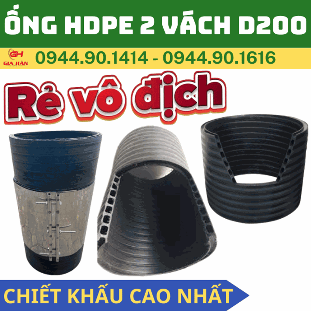 Ống HDPE 2 Vách D200 l Ống Cống Thoát Nước