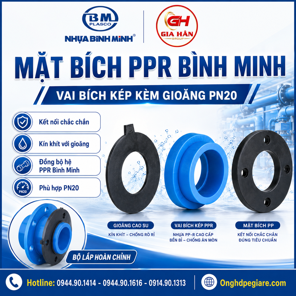 Mặt Bích PPR Bình Minh – Vai Bích Kép Kèm Gioăng PN20