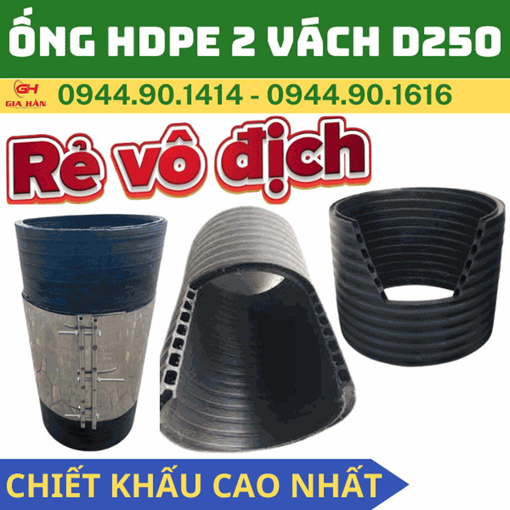 Ống HDPE 2 Vách D250 l Ống Cống Thoát Nước