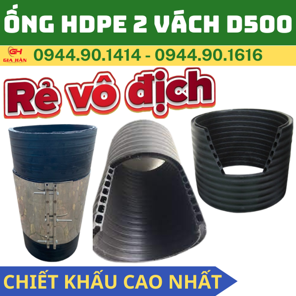 Ống HDPE 2 Vách D500 l Ống Cống Thoát Nước