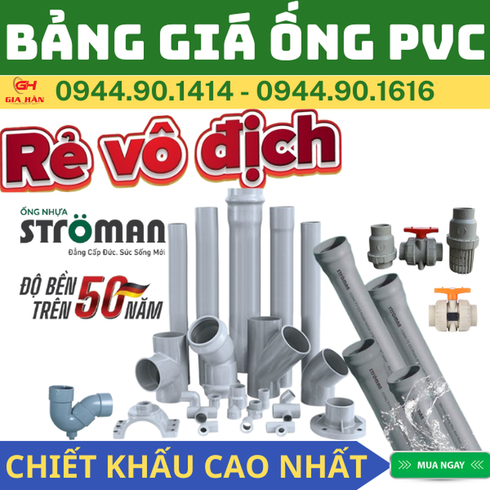 Bảng Giá Ống PVC Nhựa Stroman Mới Nhất 2026