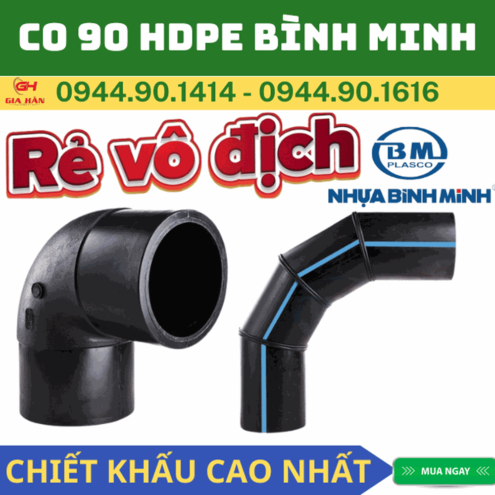 Co HDPE 90 Độ - (90° Elbow) l Nhựa Bình Minh