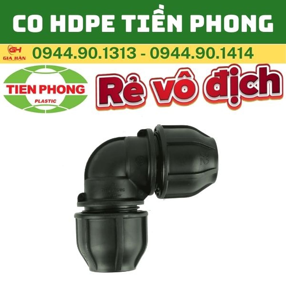 Co HDPE Siết Răng Tiền Phong PN16 l Cút Góc 90 HDPE