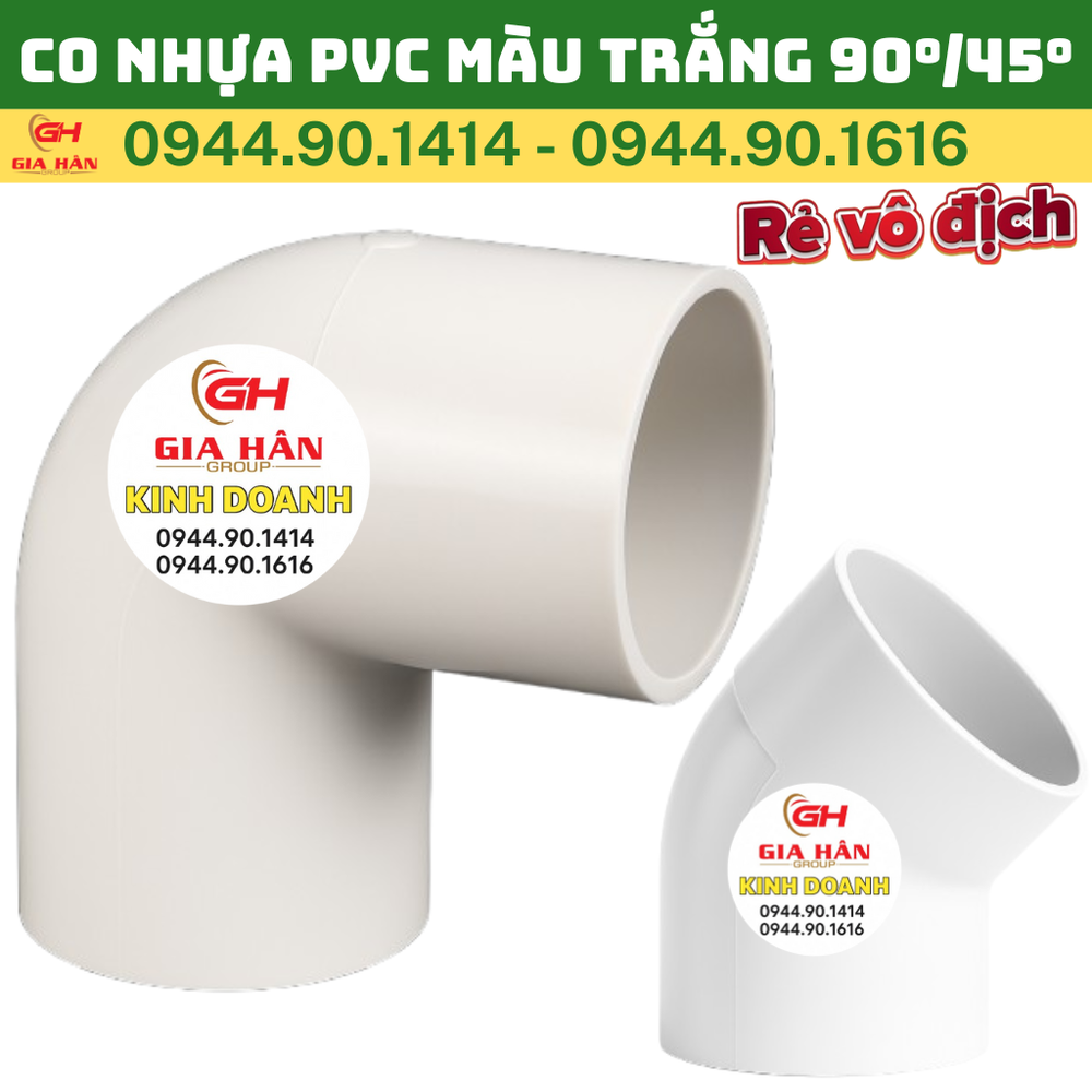 Co Nhựa PVC Màu Trắng – Cút PVC Trắng Nối Ống Nhựa