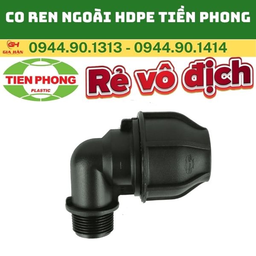 Co Ren Ngoài HDPE Tiền Phong l Cút Góc 90 Ren Ngoài HDPE