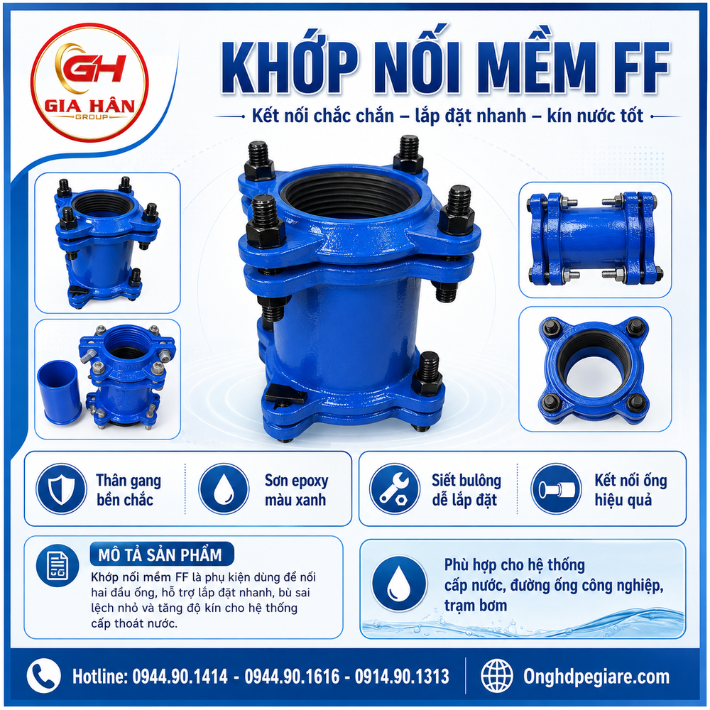Khớp Nối Mềm FF - Đai Ngàm Ống Nong HDPE & Bảng Giá