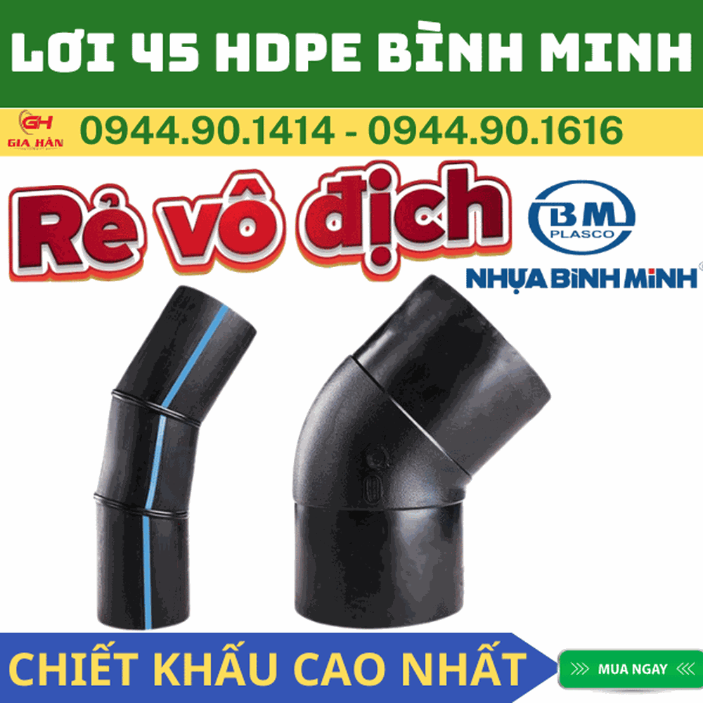 Lơi HDPE 45 Độ l Nhựa Bình Minh l Chếch HDPE