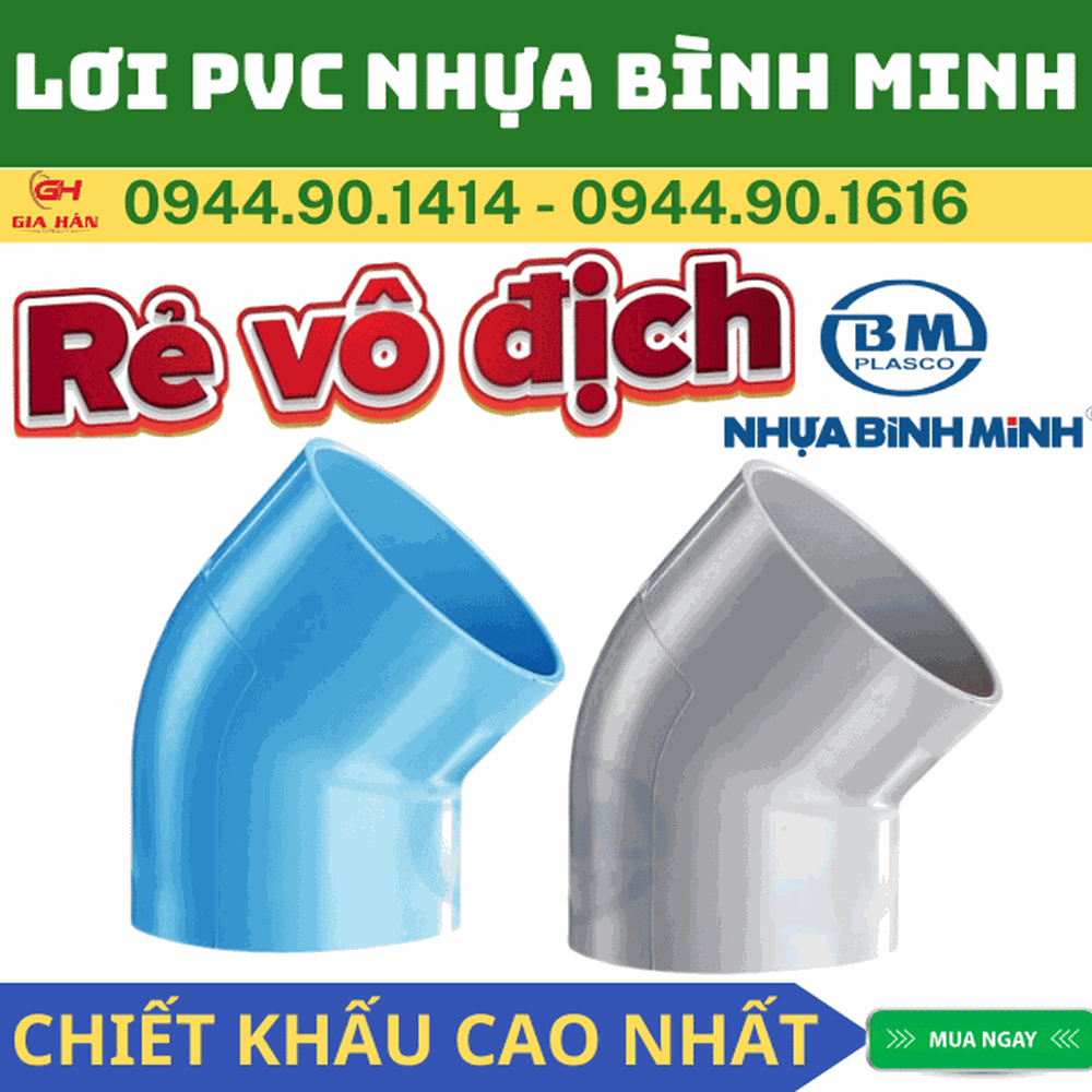 Lơi PVC Bình Minh l Nối Góc 45 Độ PVC l Chếch PVC