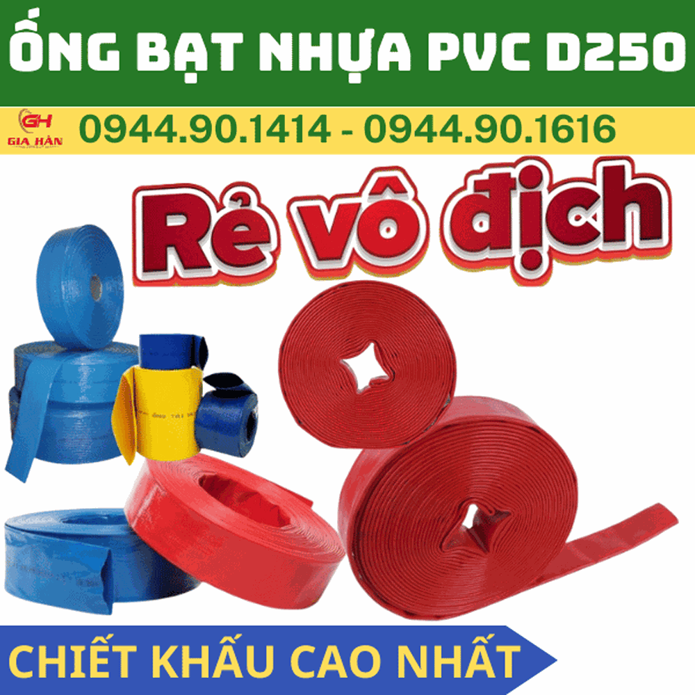 Ống Bạt PVC Bơm Nước D250 l Bơm Cát - Bơm Bùn - Xi Măng