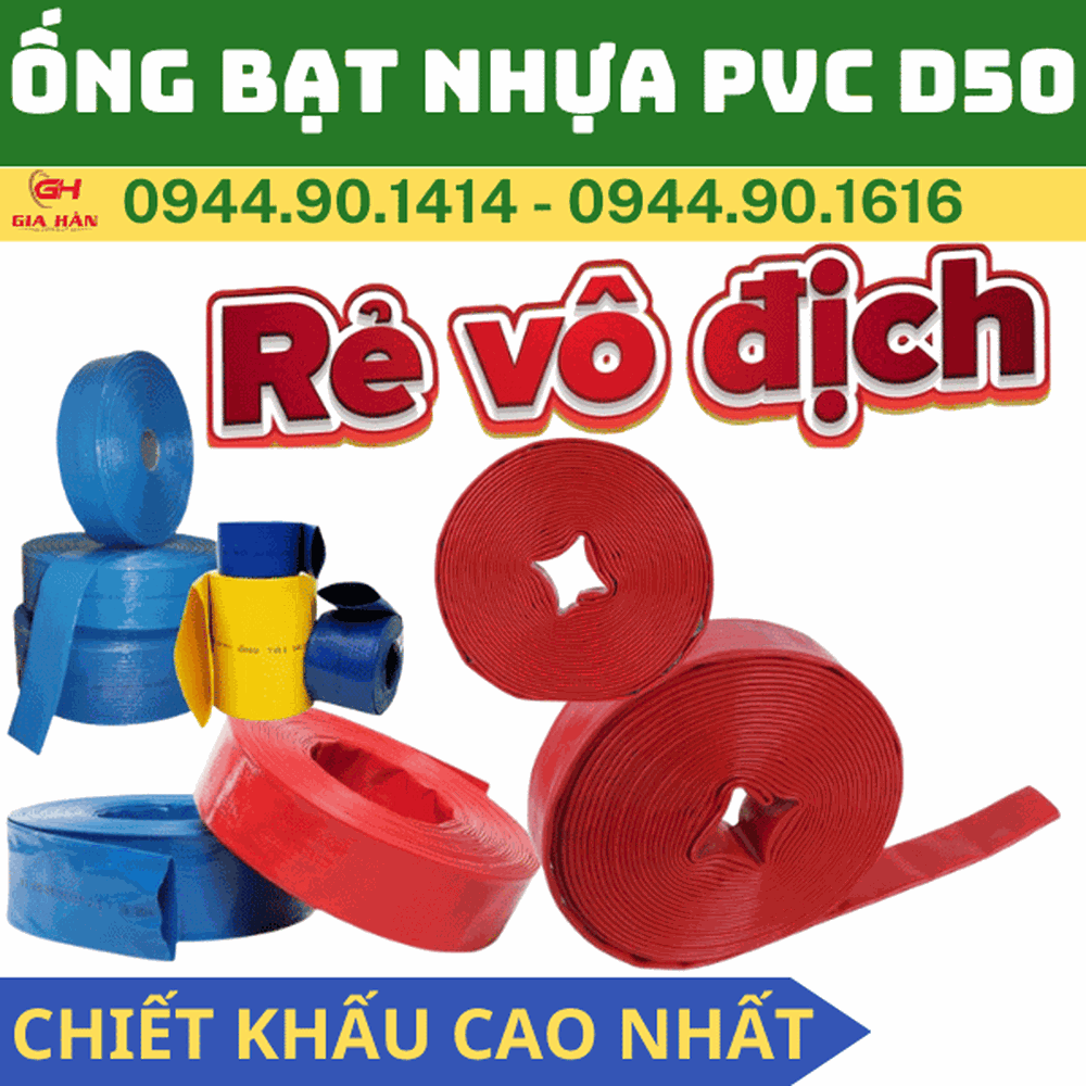 Ống Bạt PVC Bơm Nước D50 l Bơm Cát - Bơm Bùn - Xi măng