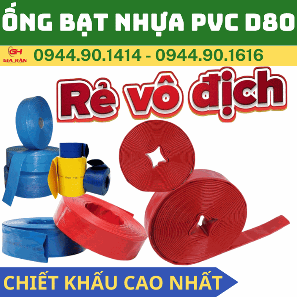 Ống Bạt PVC Bơm Nước D80 l Bơm Cát - Bơm Bùn - Xi Măng