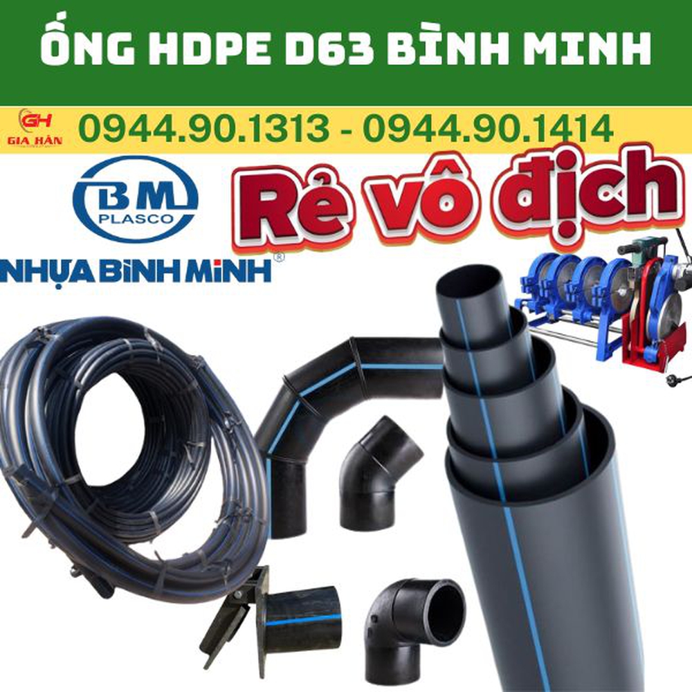 Ống Nhựa HDPE D63 Bình Minh l Ống HDPE Phi 63