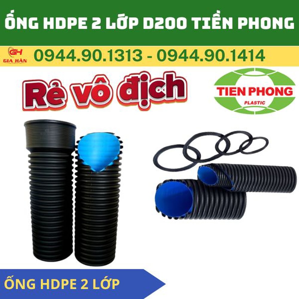 Ống HDPE Gân Xoắn 2 Lớp D200 Tiền Phong