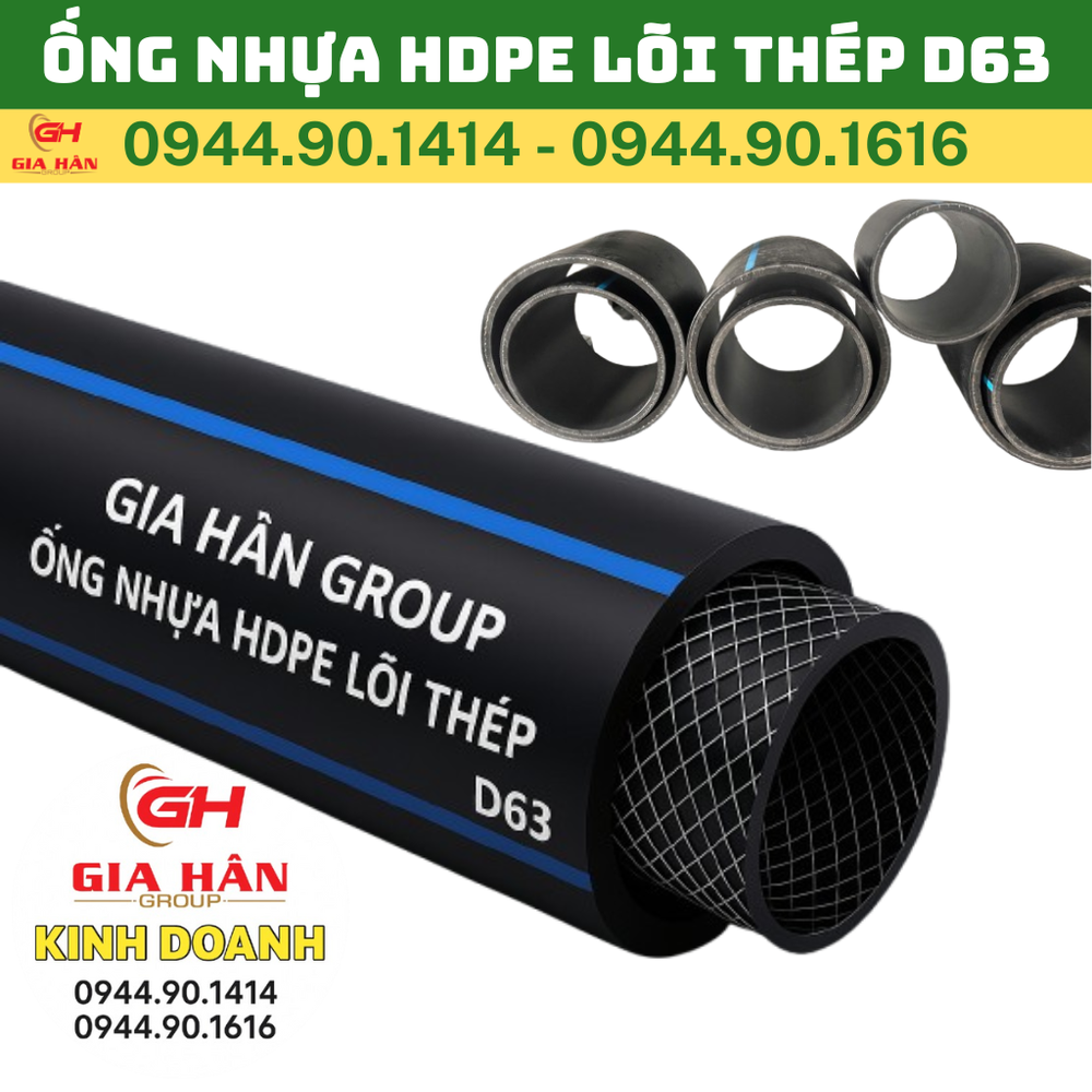 Ống Nhựa HDPE Lõi Thép D63