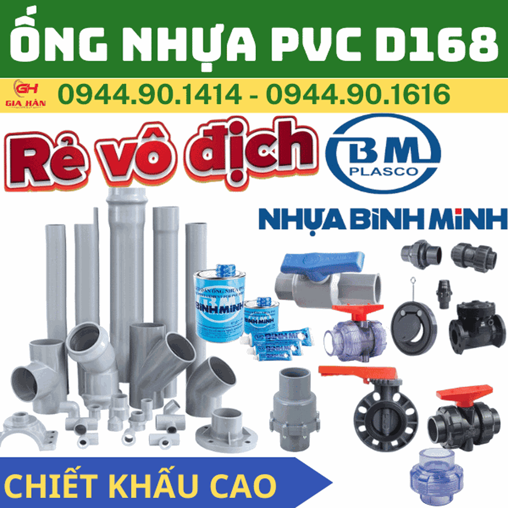 Ống PVC D168 l Nhựa Bình Minh l Giá Rẻ Nhất