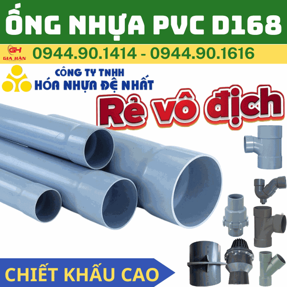 Ống PVC D168 l Nhựa Đệ Nhất l Giá Rẻ Nhất
