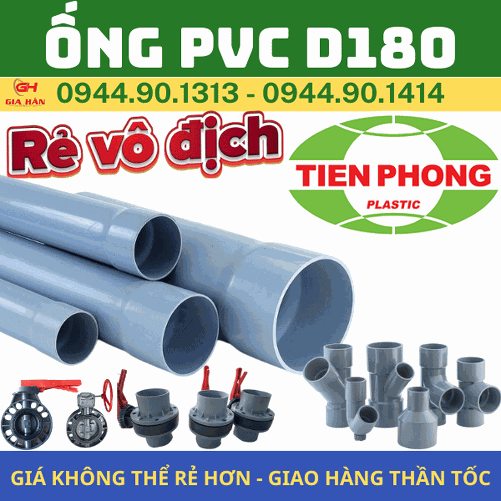 Ống PVC D180 l Nhựa Tiền Phong l Giá Rẻ Nhất