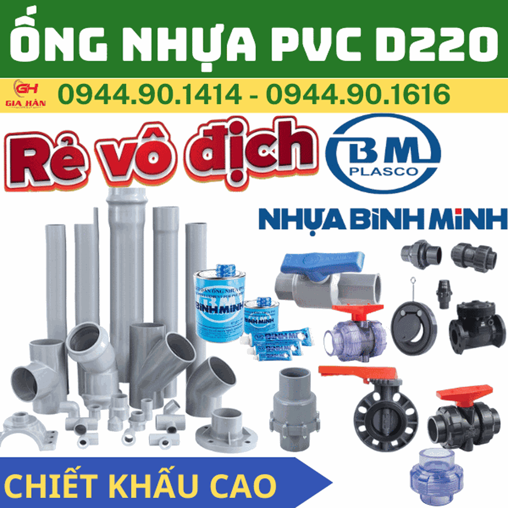 Ống PVC D220 l Nhựa Bình Minh l Giá Rẻ Nhất