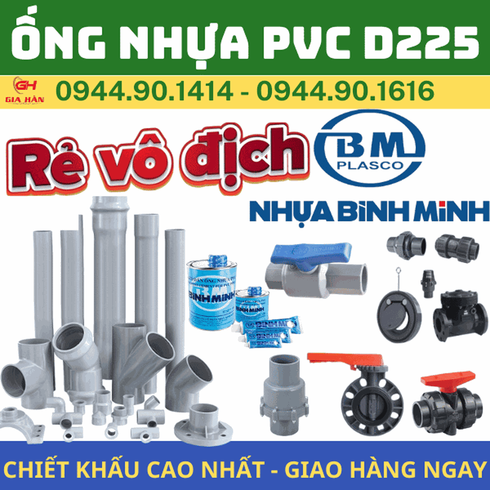 Ống PVC D225 l Nhựa Bình Minh l Giá Rẻ Nhất