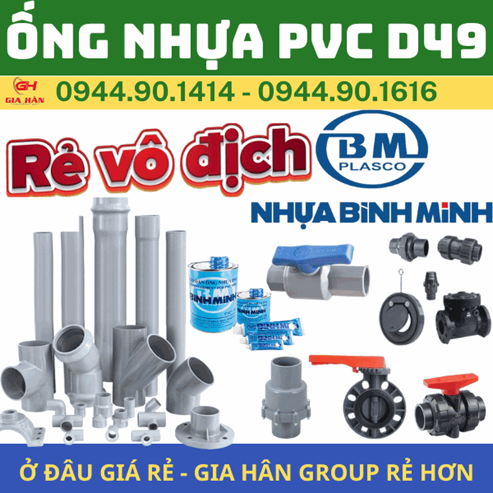 Ống PVC D49 l Nhựa Bình Minh l Giá Rẻ Nhất