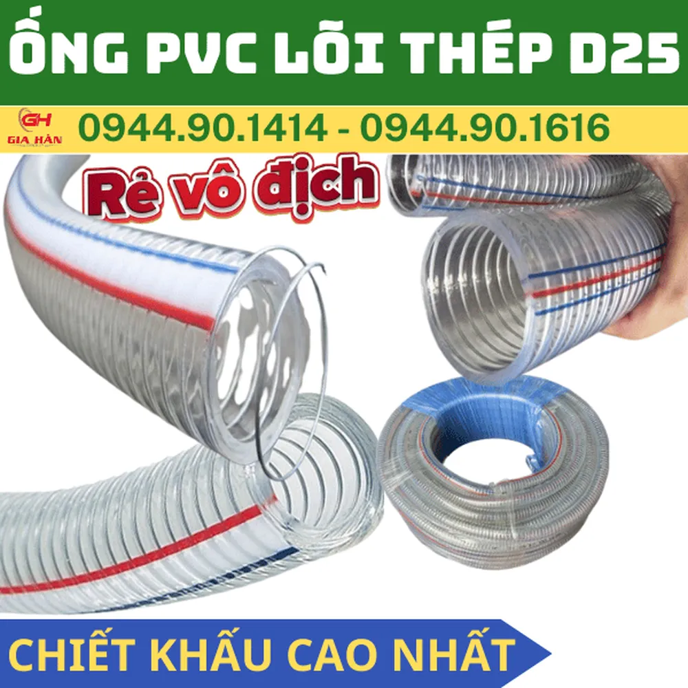 Ống PVC Lõi Thép D25 l Ống Gân Thép Chịu Áp Lực