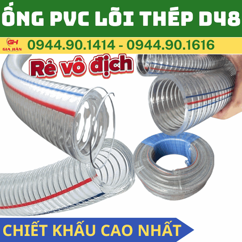 Ống PVC Lõi Thép D48 l Ống Gân Thép Chịu Áp Lực