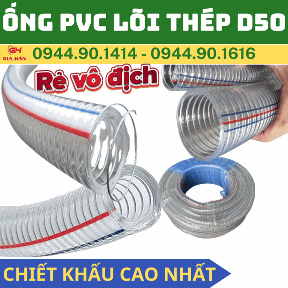 Ống PVC Lõi Thép D50 l Ống Gân Thép Chịu Áp Lực