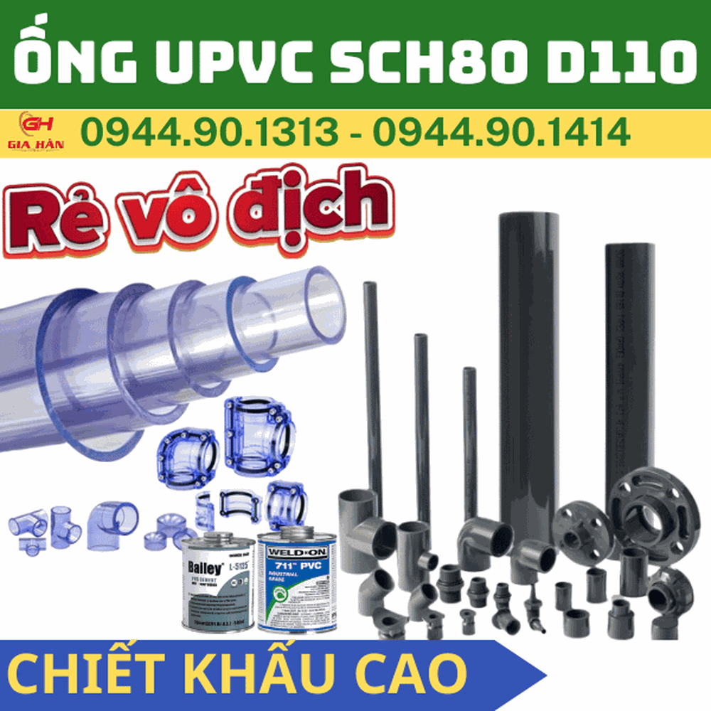 Ống PVC SCH80 D110 (DN100 - 4'') l Ống Nhựa CPVC Phi 110