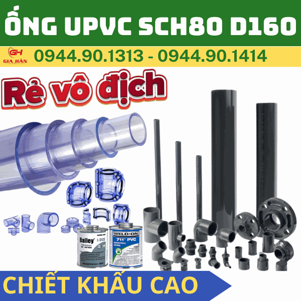 Ống PVC SCH80 D160 (DN150 - 5'') l Ống Nhựa CPVC Phi 160