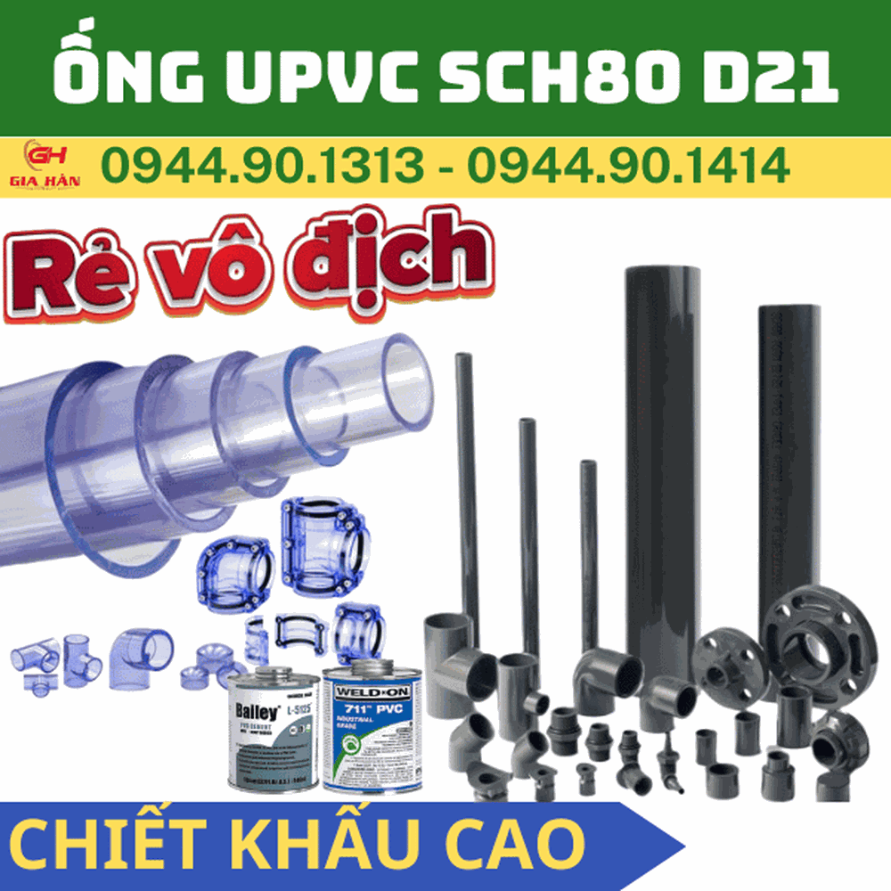 Ống PVC SCH80 D21 (DN15 - 1/2'') l Ống Nhựa CPVC Phi 21