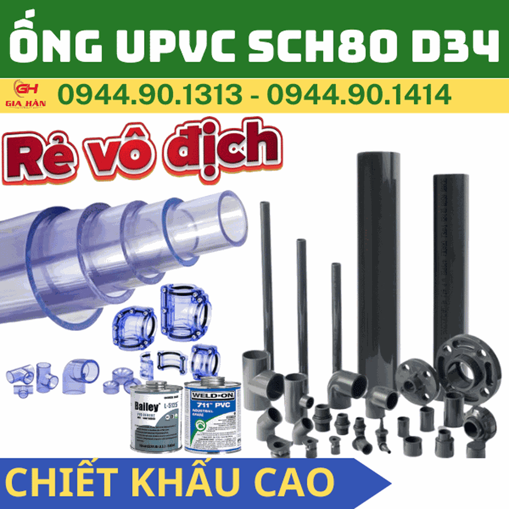 Ống PVC SCH80 D34 (DN25 - 1'') l Ống Nhựa CPVC Phi 34